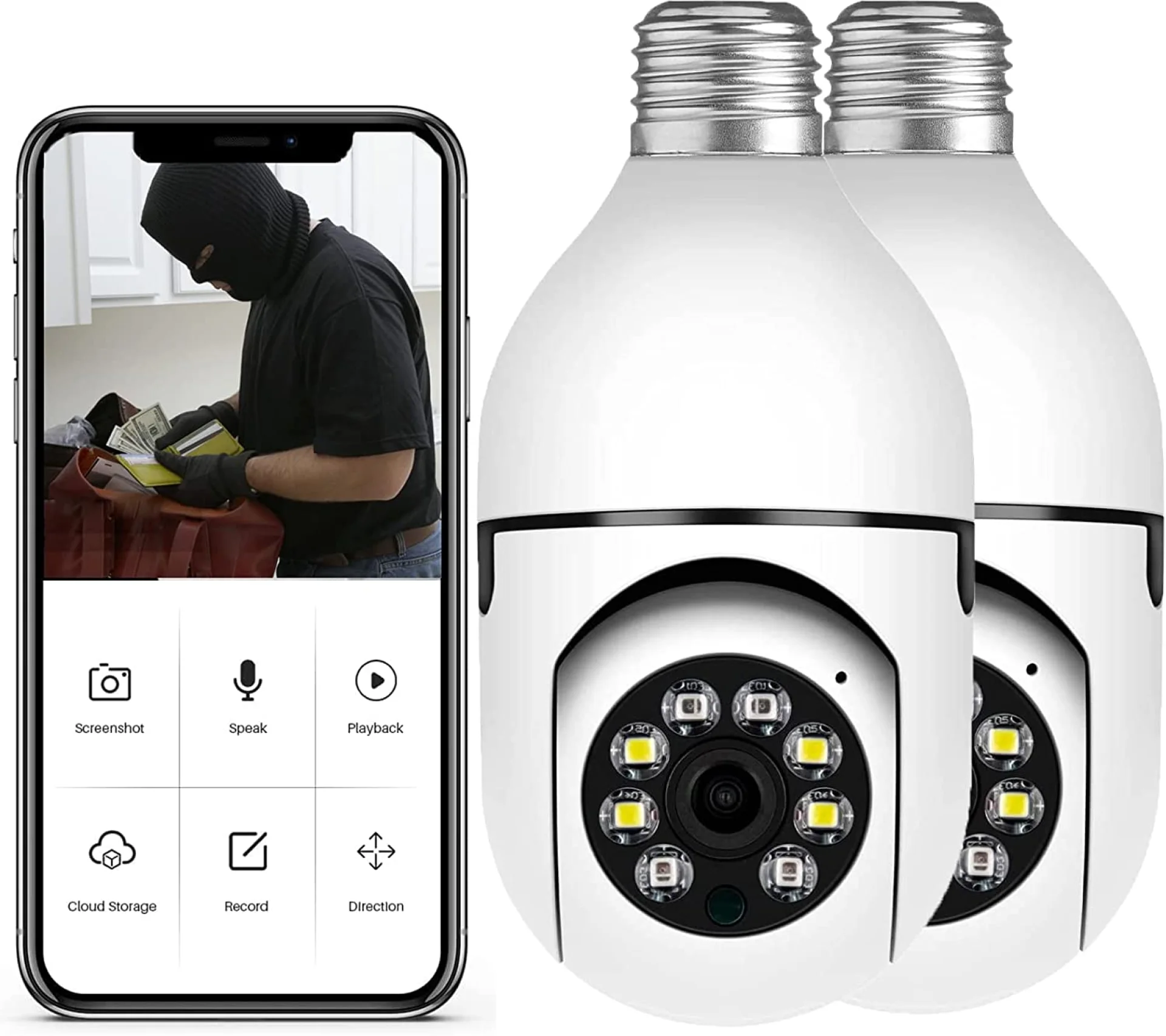 E27 Wireless IP Camera WiFi 1080P Panoramic Lamp PTZ Home Security CCTV 360 Degree Light Bulb Camera