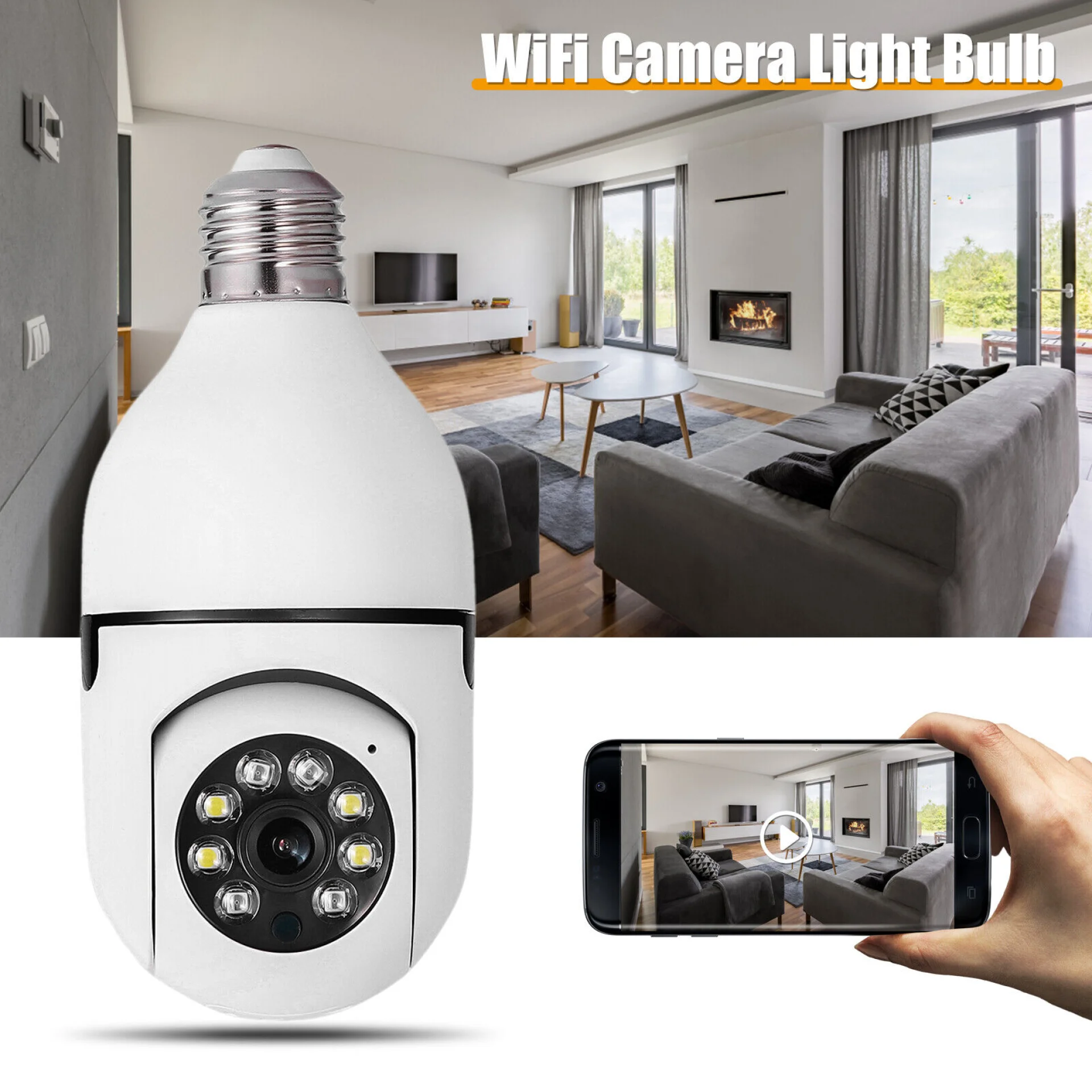 E27 Wireless IP Camera WiFi 1080P Panoramic Lamp PTZ Home Security CCTV 360 Degree Light Bulb Camera