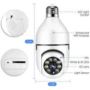 E27 Wireless IP Camera WiFi 1080P Panoramic Lamp PTZ Home Security CCTV 360 Degree Light Bulb Camera